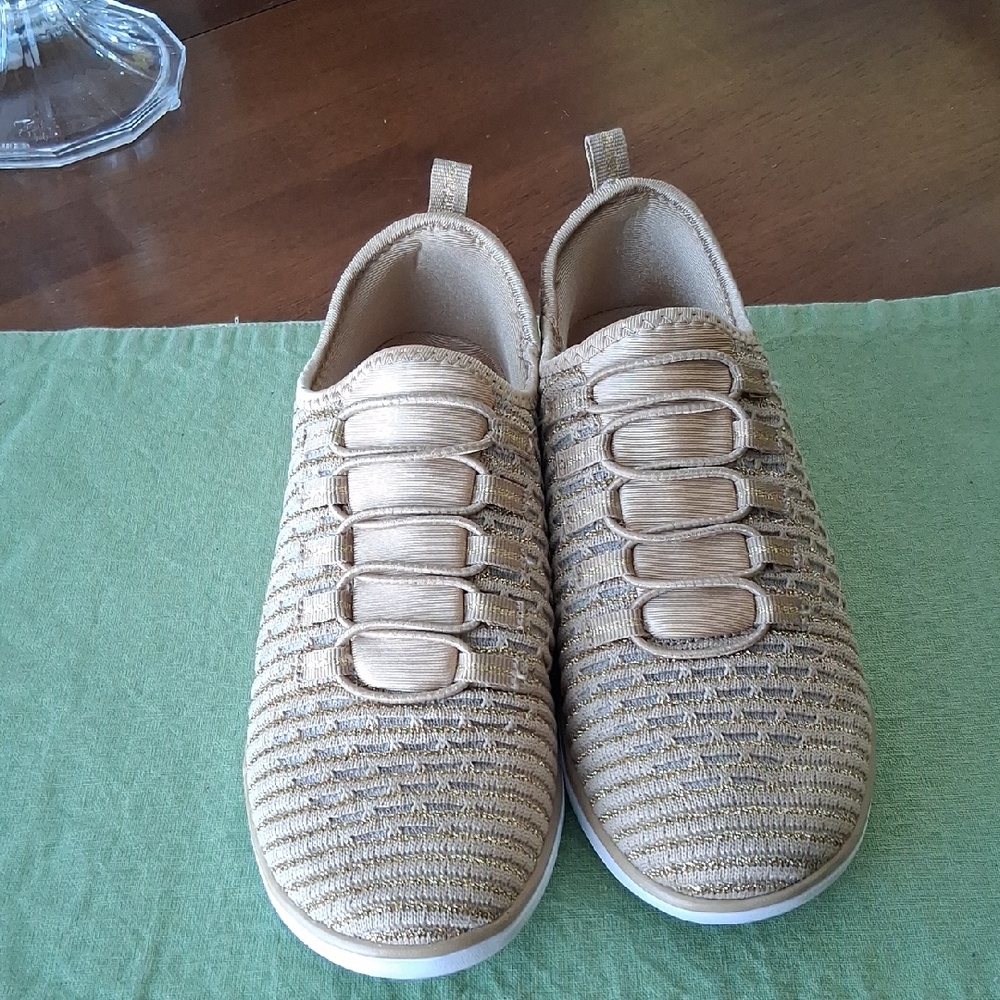 Comfortview Beige And Gold Slip-On Shoes
